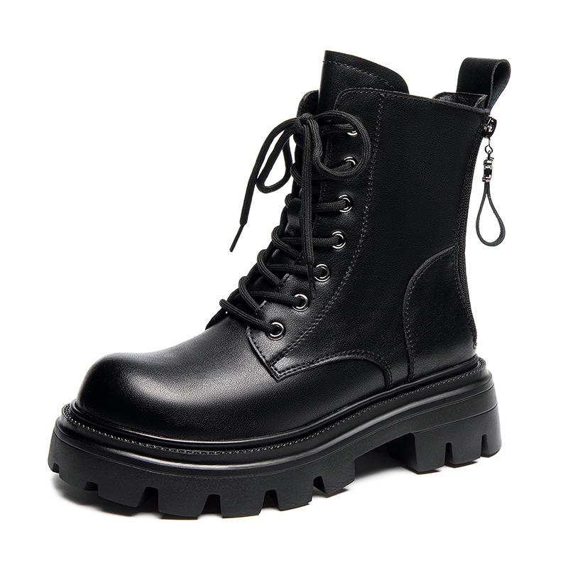 Autumn and winter new Martin boots solid color thick-soled British style small man heightening boots show small feet fashionable versatile short boots