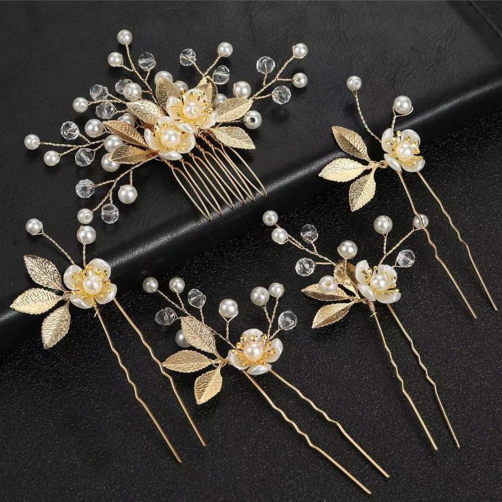 2/4/5Pcs Crystal Bridal Hair Accessories Sparkling Bride Headpiece Set U-shaped Hairpin Pin Party
