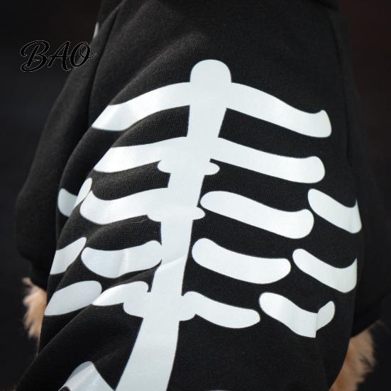 Festive Pet Dress Up Halloween Dog Jumpsuit, Glow-in-The-Dark Skeleton Onesie, Spooky Small Onesie Four-Legged Clothes for Dogs Trick-or-Treat Outfit