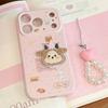 Phone Case With Chain For iPhone 17 16 15 14 13 12 Pro MAX 11 Cartoon Embroidery Plush Sheep Sticker Shockproof Soft Phone Cover
