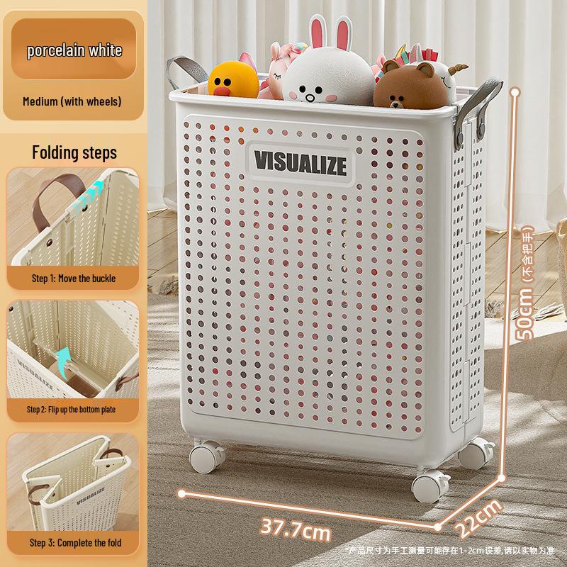 Foldable Large-Capacity Laundry Hamper with Wheels for Bathroom/Toilet
