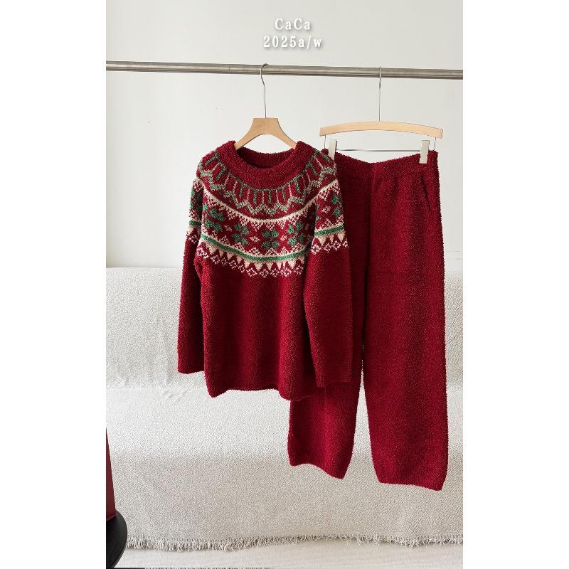 

8 Жаккардовый женский костюм-пижама с полусторонним велюром зимний новый велюровый утепленный домашний одежда ленивый average size (90-70kg)