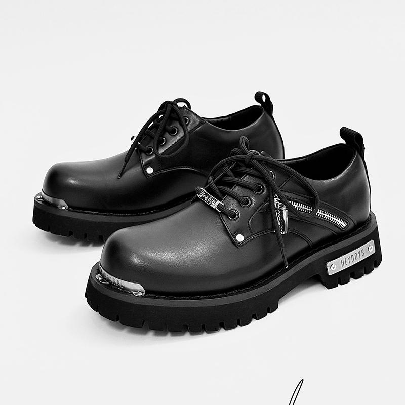 

Men S Thick-Soled Leather Shoes Designer Fashion Styles Work Office Party Black Outdoor Shoes Trendy Street Casual Lace Up 44