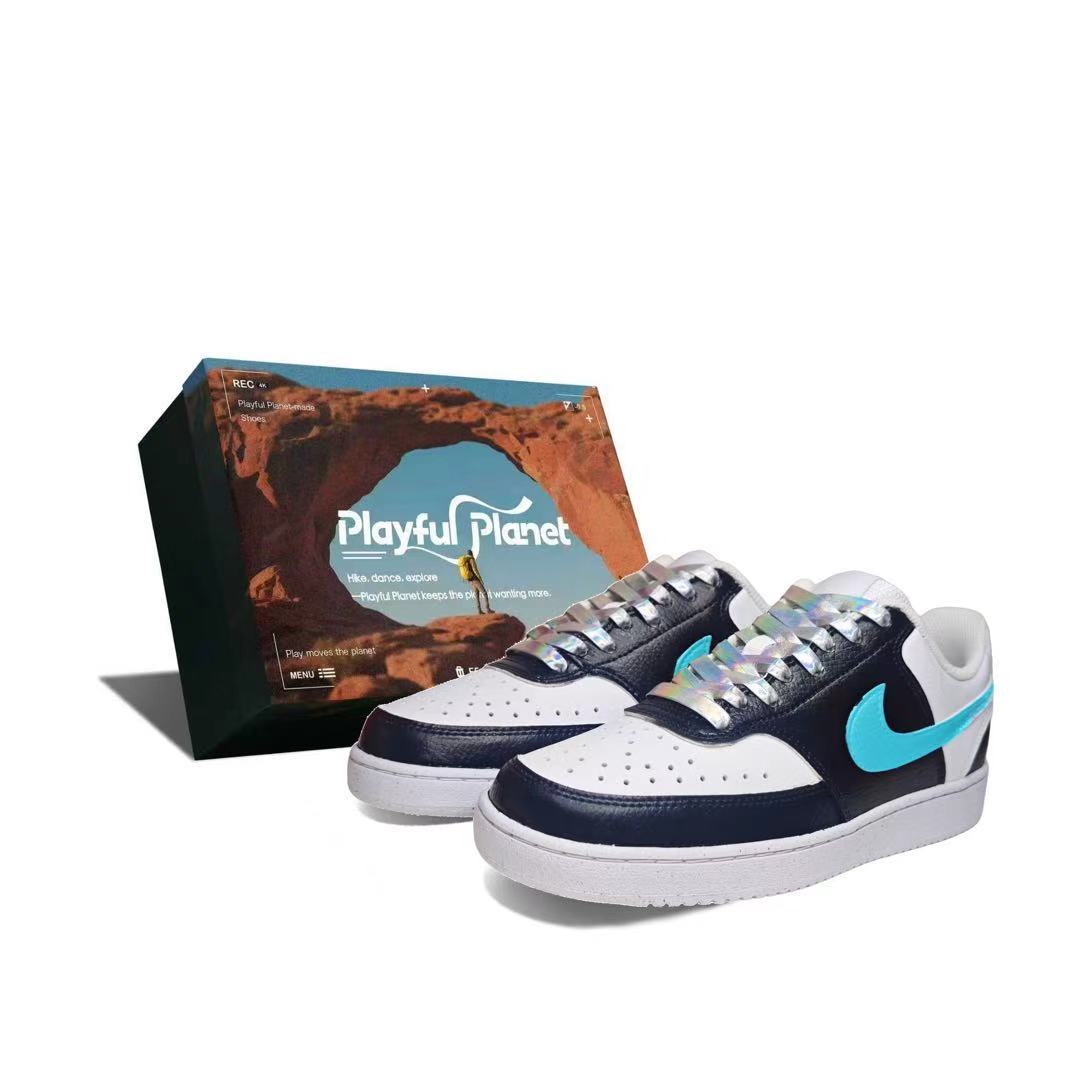 

Nike Court Vision 1 Coverage Low top Skateboard Shoes Unisex Black White Blue DH2987-100(Team1553--BOX) 35.5