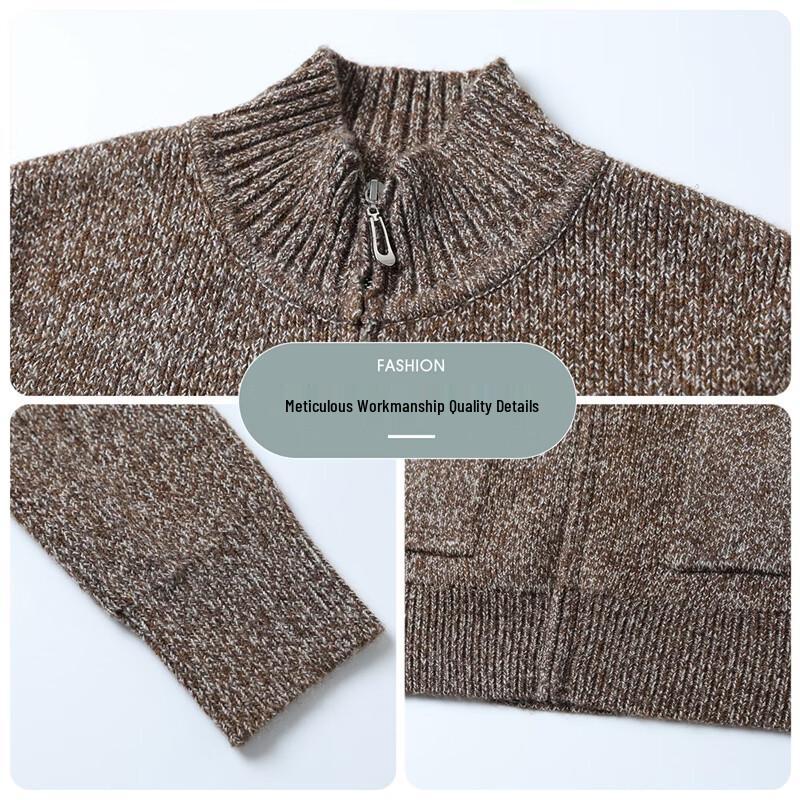 Hengyuanxiang Women's Spring Stand-Collar Zipper Knit Cardigan
