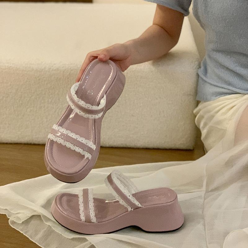 Summer Platform Wedges Heel Women Slippers Concise Dress Street Style Slides Ladies Outdoor Sandalias