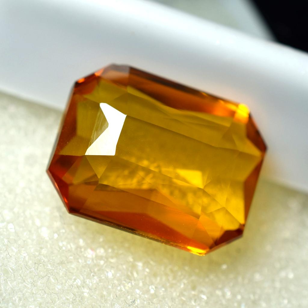CERTIFIED 9.20 Ct Natural Stunning Orange Sapphire Emerald Cut Loose Gemstone AM-651