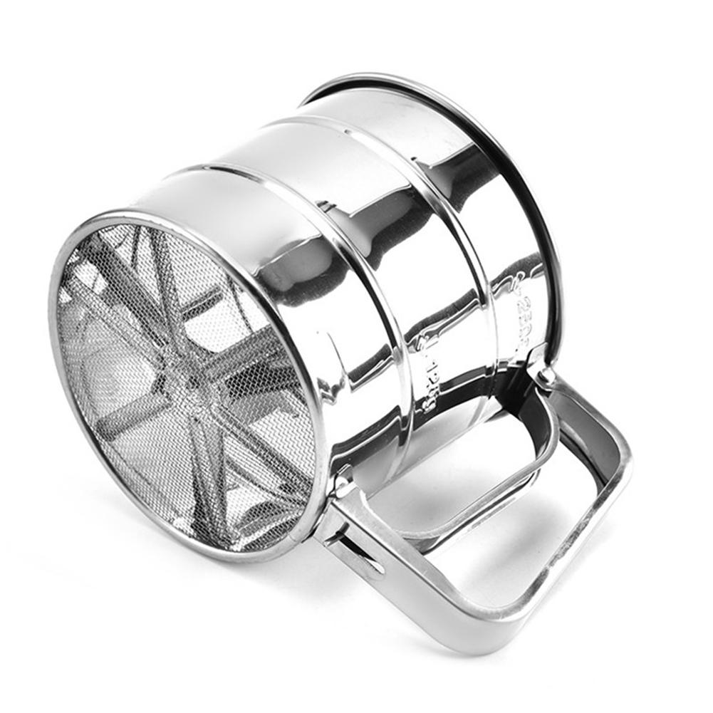 Mesh Flour Sifter Sugar Shaker Baking Icing Sieve Mechanical Metal