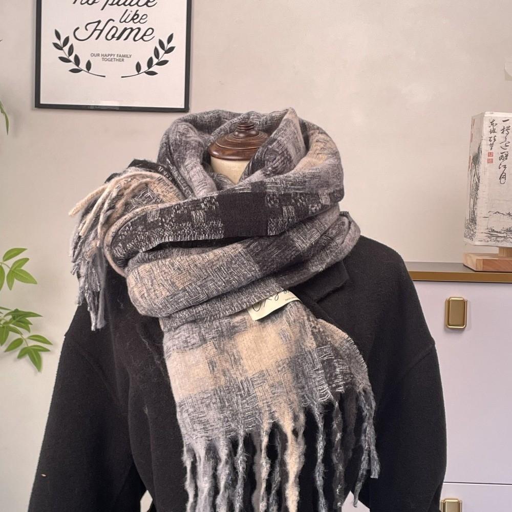 Versatile Plaid Scarf Soft Warm Wrap New Tassel Shawl  Autumn Winter