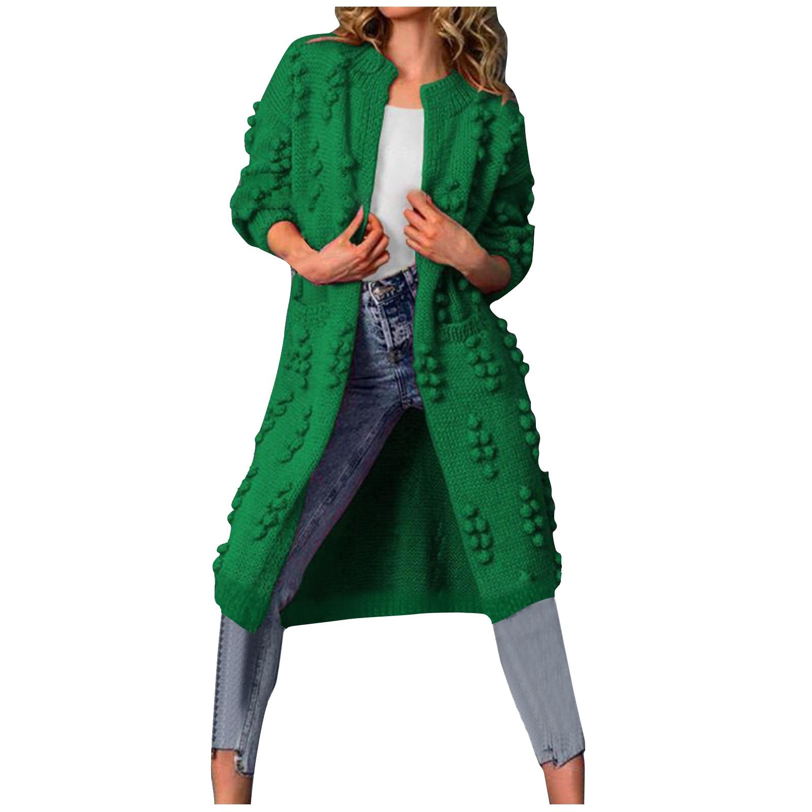 

Женская мода повседневный кардиган Crum Cave однотонный вязаный свитер пальто XXXL зелёный