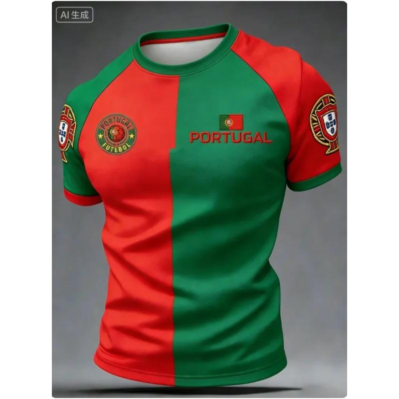 2026 New Men's Portugal 3D Printed Football JerseyT-shirt Suitable for Daily and Training Wear Quick Drying Sweatshirt