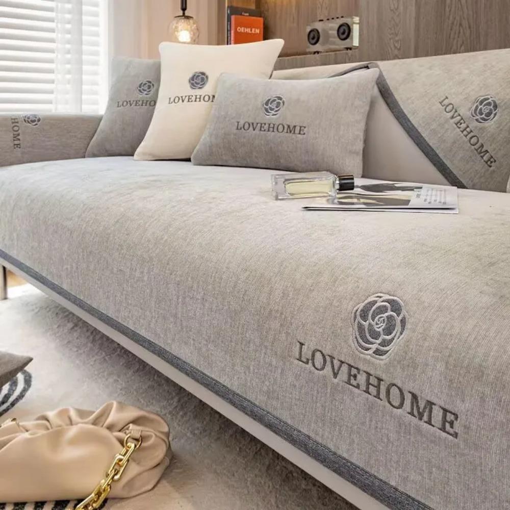 Thick Plush Sofa Covers 1/2/3/4 Seats Solid Couch Cover Long Shape Sofa Towel Protector Bench Mats Slip Covers