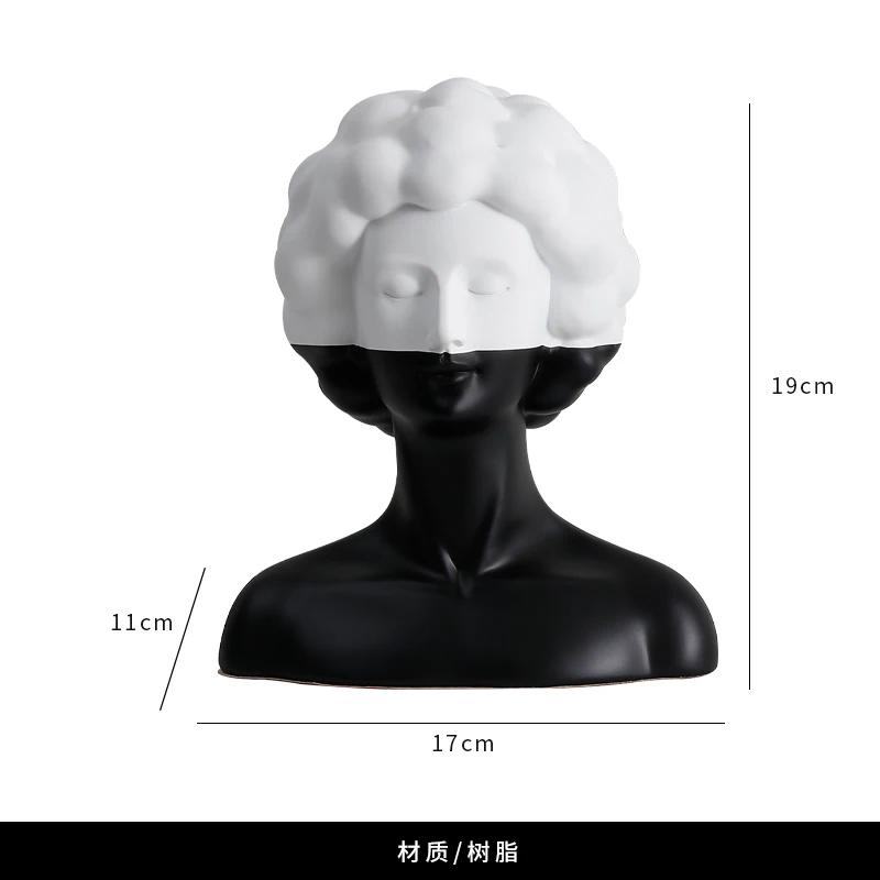 Resin Handicraft Artificial Figure Sculpture Black and White Figurines Abstract Portrait Home Decoration Accessories