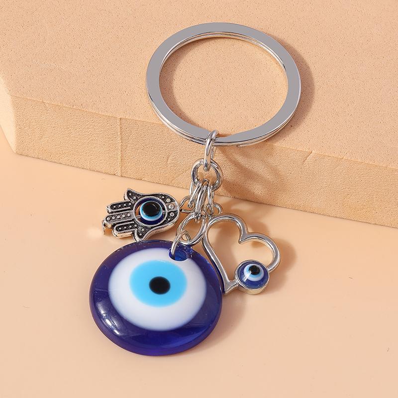 Vintage Turkish Lucky  Evil Eye Keychain Hamsa Hand Key Rings for Men Women Key Holder Handbag Pendants DIY Jewelry Gifts