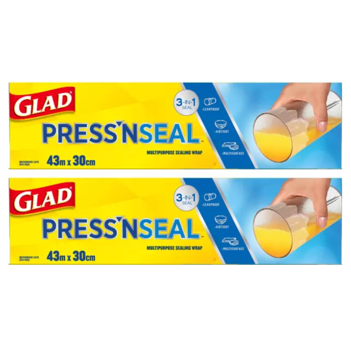 Set of 2 GLAD Seal Multipurpose Food Wrap 140 x Press n (30cm 43.4m)