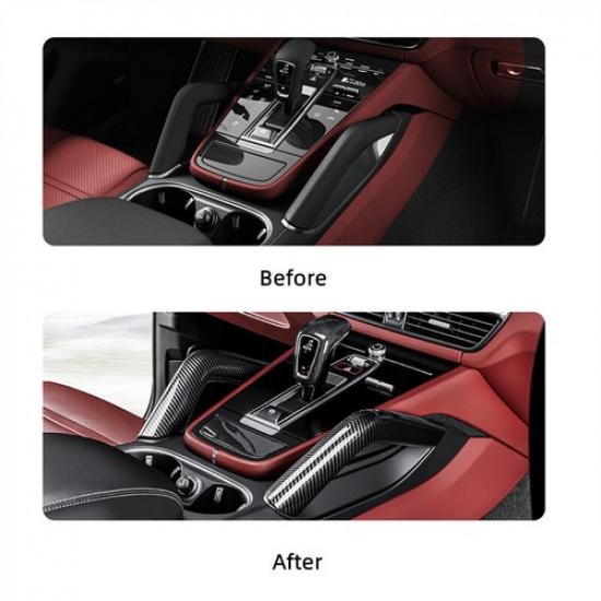 Pair ABS Carbon Fiber Central Door Handle Cover Trim For Porsche Cayenne 2018-24