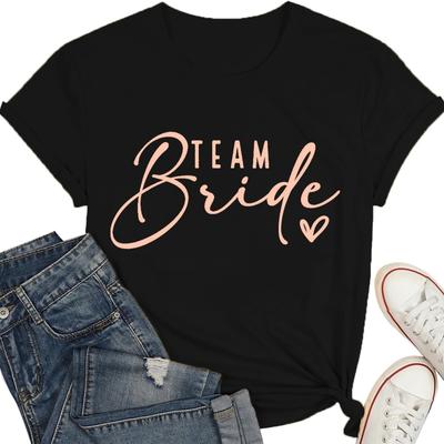 Bride Shirts for Women Bridesmaids Tee Shirt Bachelorette Party Tops Team Bride T-Shirt Bride Squad Clothes