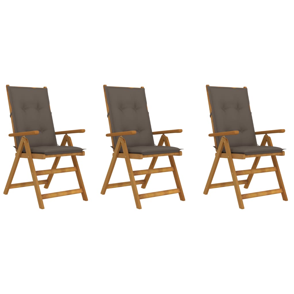 Buy Folding Garden Chairs 3 pcs with Cushions Solid Acacia Wood at