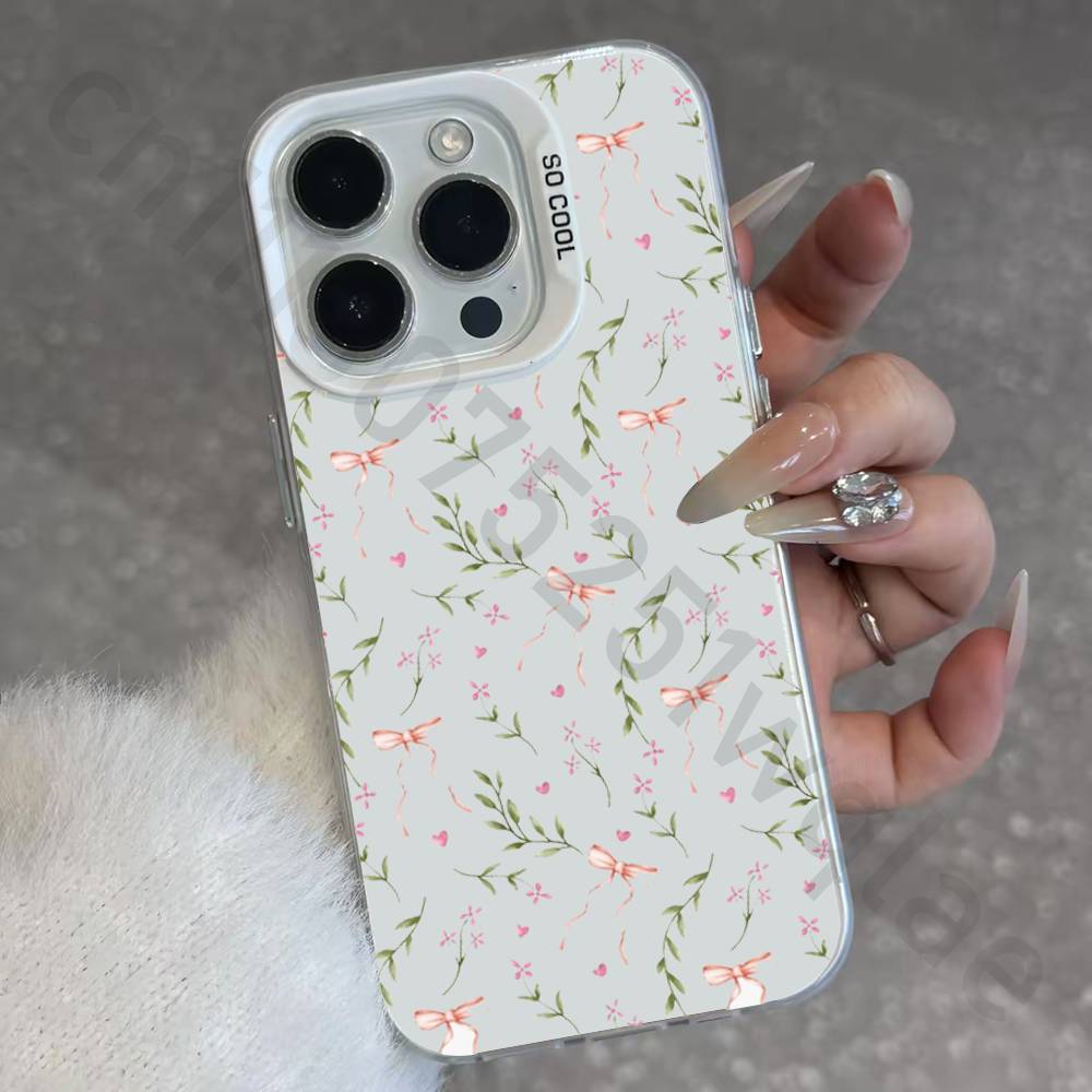 Bunter Schleifen-Aufdruck IMD Hülle für iPhone 17 16 15 14 13 12 11 Pro Max air plus Stoßfest Beschichtet Mattes TPU Funda