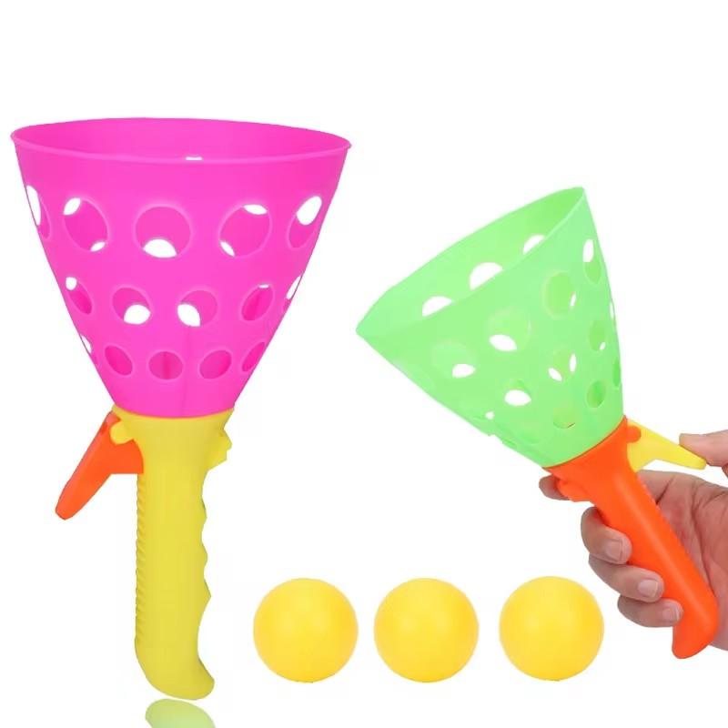 1Set Children's Sports Fun Toys Catapult Ball Outdoor Parent-child Double Ejection Bouncing Ball Plastic Catapult Outdoor Game