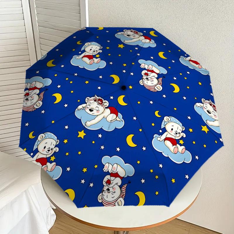 1PC Bear Clouds Umbrella-8-Rib Reinforced Portable Folding Travel Suitable for All Seasons Outdoor Daily Use-G396