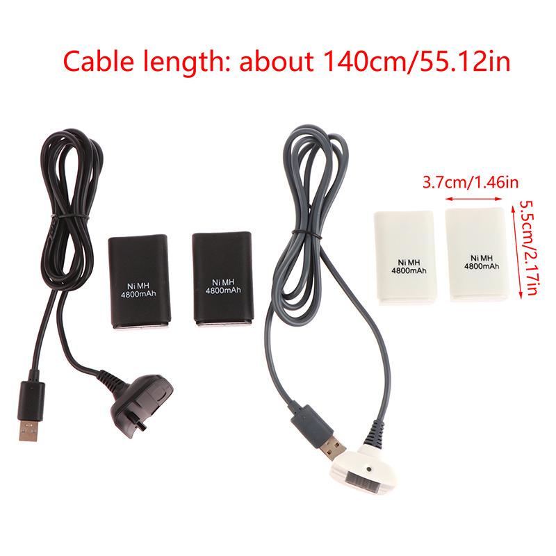 For Xbox 360 Wireless Game Controller Gamepads Replacement Battery Pack With Charging Stand+Charging Cable+2X4800Mah Batteries