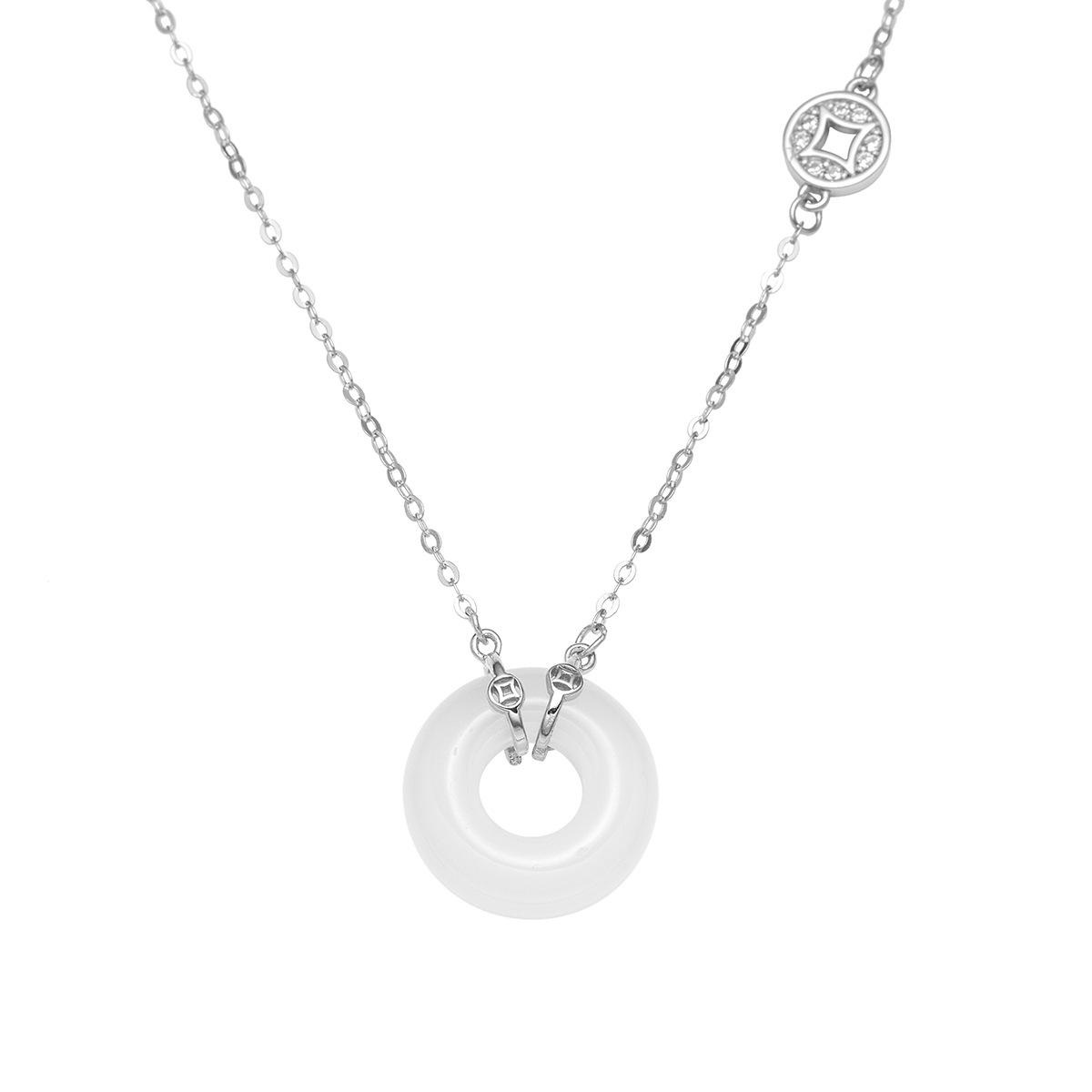 

S925 стерлингового серебра медная монета пряжка безопасности ожерелье женское династия винтажная пряжка удачи ключица цепь суд 925 silver