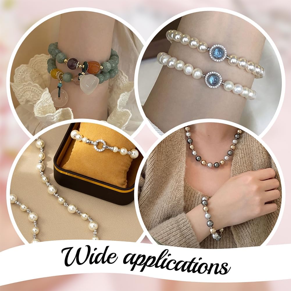 Beebeecraft 5Pcs 2.19 Yards Real Silk Cord White Basic Elements Natural Pure Silks Perlseide Stringing Beading Thread Cords for Knotting Pearls