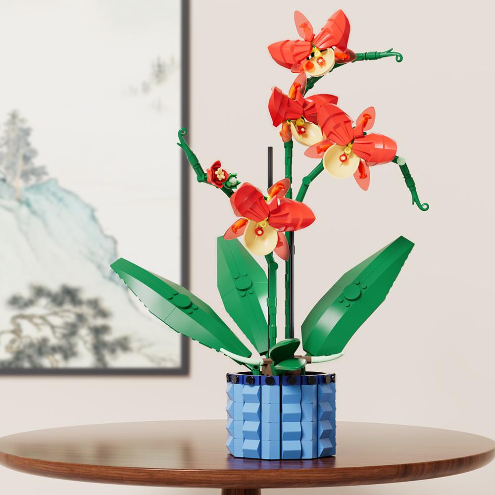 Building Blocks Set Orchid Flowers Bouquet Flower Blocks Bonsai Plant Model Bricks DIY Home Decoration Toys Kids Chirstmas Gifts