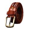 Men's Artistic Retro Woven Leather Belt with Pin Buckle - Ethnic Style Mesh Design