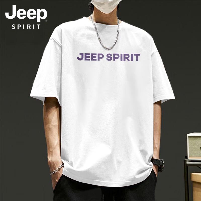 JEEP SPIRIT Men s Pure Cotton Heavyweight American Style Casual Short-Sleeved T-Shirt L