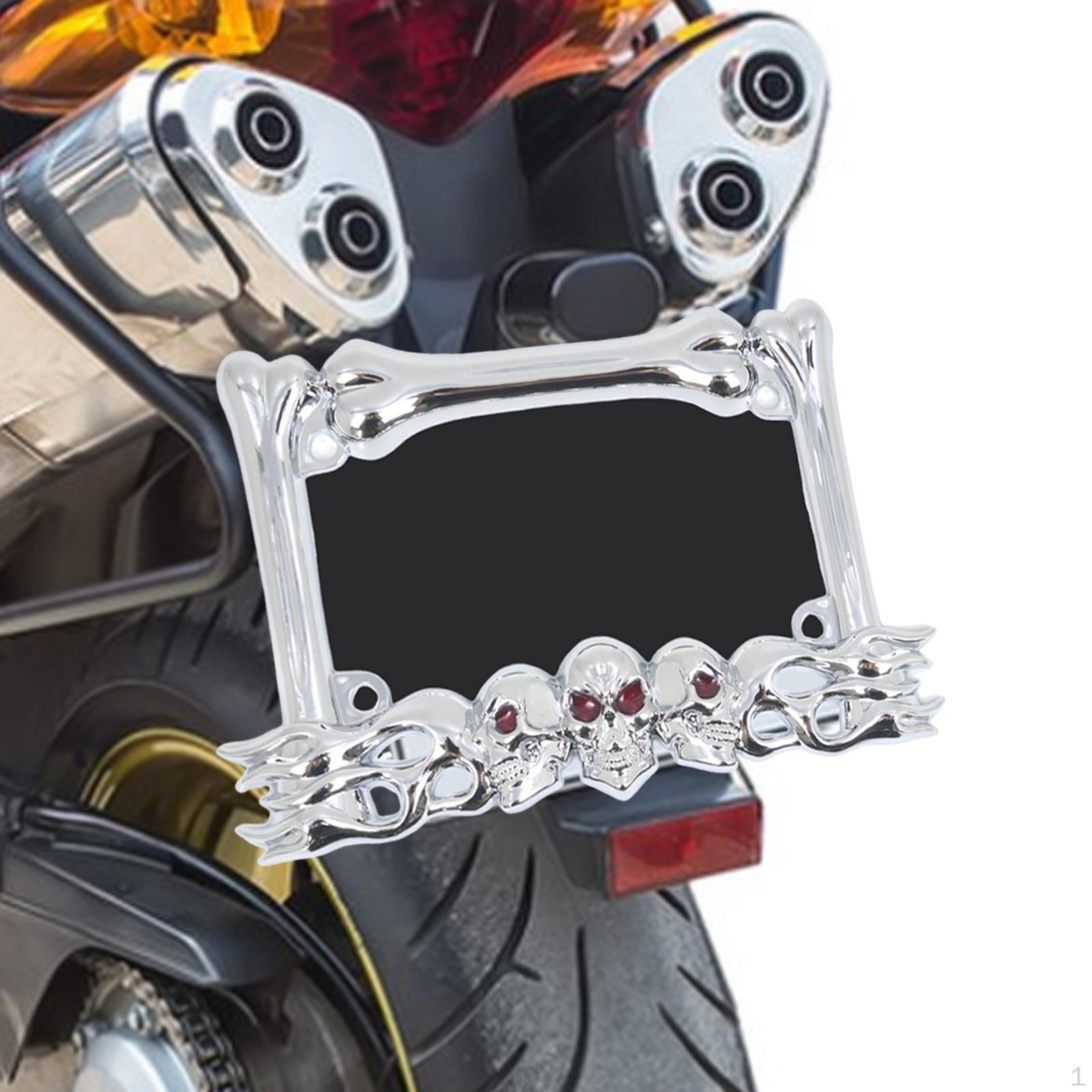 

Gothic Decor Motorcycle License Plate Holder Universal Fit Motorbike Spare Parts Simple Assembly Silvery