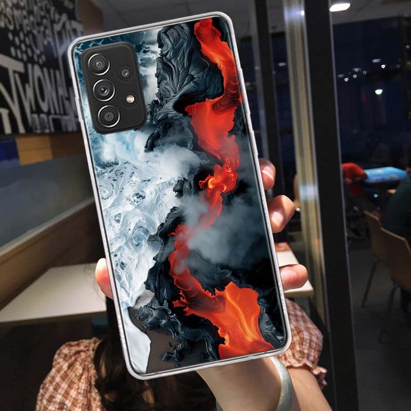 The Collision of Lava and Seawater Phone Case for Samsung A54 A57 A37 A17 A14 A15 A12 A24 A34 A55 A35 A25 A52S A07 A05S A04S A22
