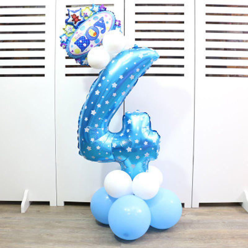 Elegant 32" Number Foil Balloon For Birthday Wedding And Party Decor Blue/pink