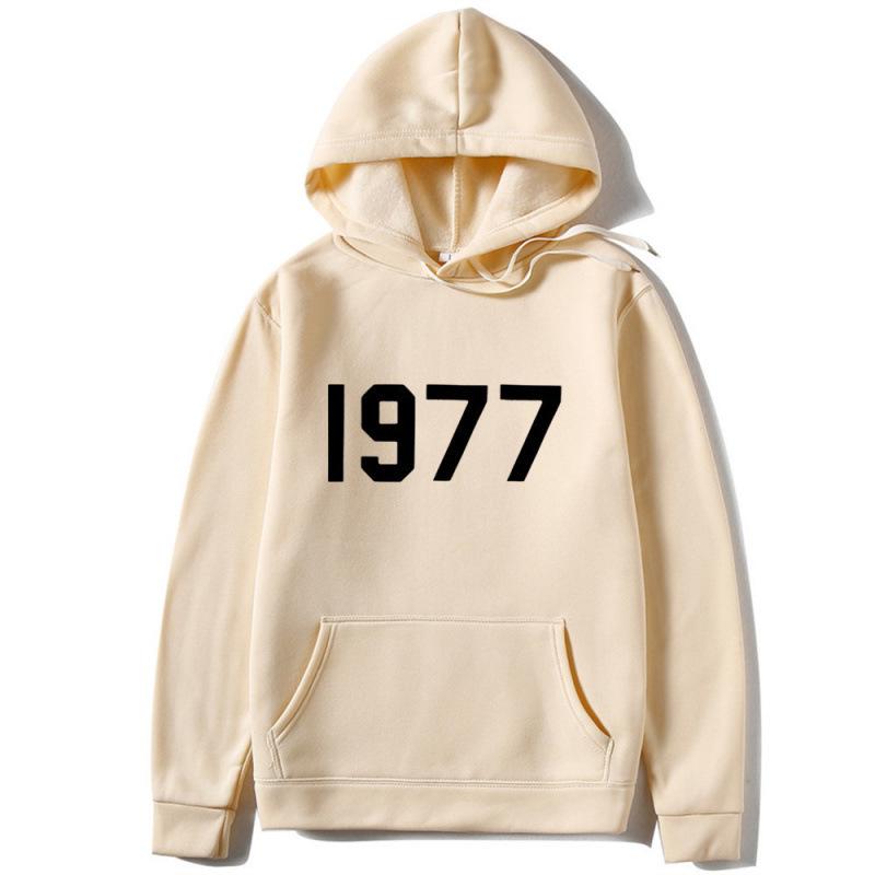 Felpa con cappuccio unisex trendy e larga, stampa floccata, High Street 1977