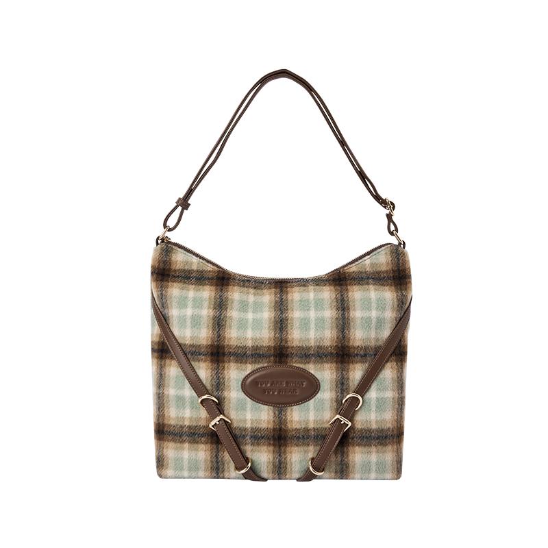 Semir Plaid Faux Wool Tote Shoulder Bag