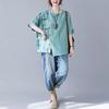 Women's Summer Design Personalized Loose Top Artistic Short Sleeved Round Neck Asymmetrical T-shirt