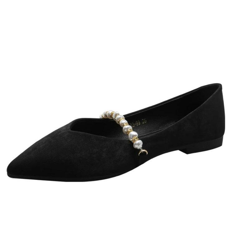 Fashion Flat Shoes for Women 2025 New Pointed Pearl Flat Sole Single Shoes for Women Mary Jane Shoes Size 41 43 44 Ladies