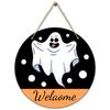 Halloween Decoration Wooden Round Sign Creative Decorative Hanging Tag