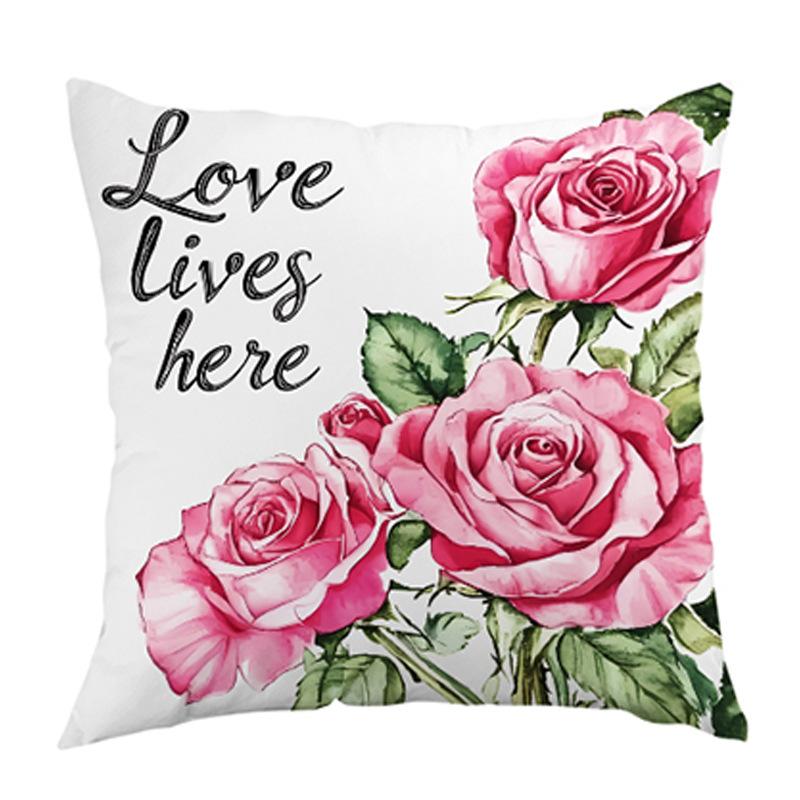 Valentine's Day Pink Printed Pillow Cover Nordic Living Room Sofa Bed Office Back Pillow Home Decor