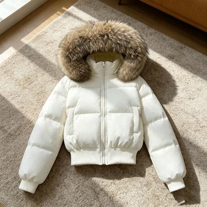 Winter Sweet Gypsy Big Fur Collar Waist Short Waist Cotton Clothes Women Loose Versatile Internet Celebrity Padded Jacket Tide