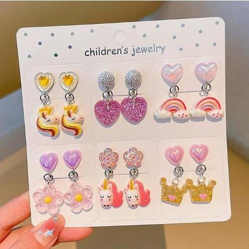 Girls' Ear Clips Cute Cartoon Children's Earrings Little Girls Princess Earrings No Pierced Ears Fake Earrings No Ear Jewelry