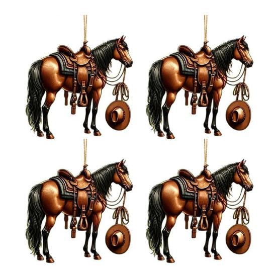 Realistic Horse Car Pendant 2D Acrylic Western Cowboy Horse Car Charm Keychain Rearview Mirror Decoration Gift for Equestrian Lovers