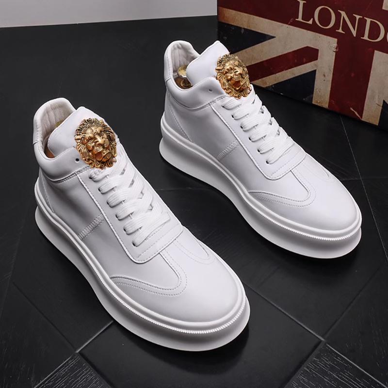 Fashion Red Bright Casual Shoes Men's New Thick Soles Bright Face Men's Shoes Youth 100 High Top Board Shoes In the Upper Short Boots 2