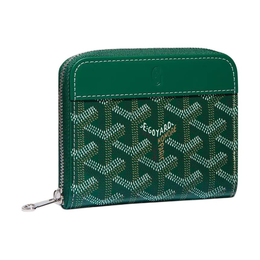 

Goyard Matignon Monogram Canvas And Leather Zip Wallet Small Unisex Wallet Green MATIGNPMLTY-09CL09P Basic Set (Bag)