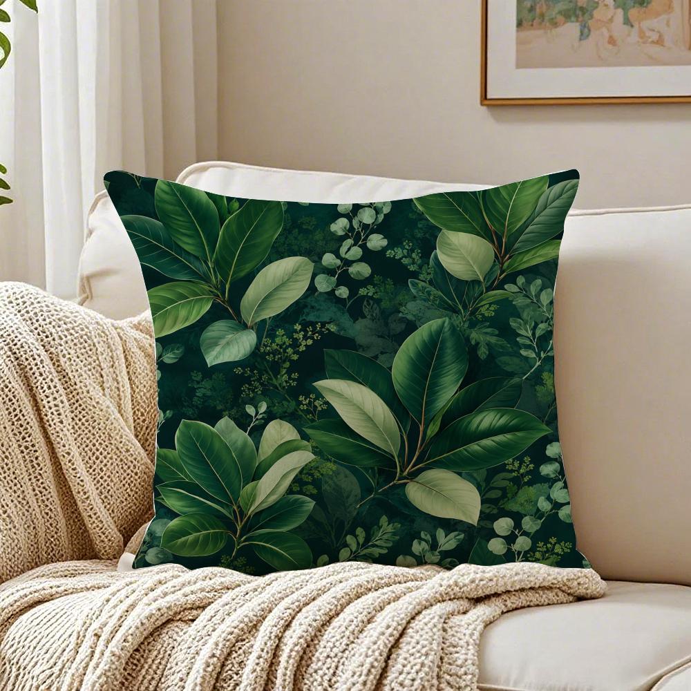 Ins Tropical Maple Leaf Plant Leaves Pillow Case Organic Short Plush Cushion Covers Breathable Washable WrinkleResistant