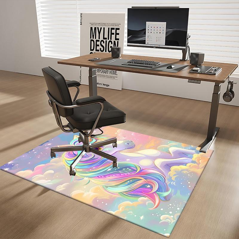 1pc Unicorn Fantasy Office Chair Mat - Anime Cartoon Design, Non-Slip Carpet for Home Decor, Suitable for All Seasons, Perfect Gift for Holidays.H063