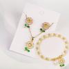 3pcs Lucky Plant Sunflower Rose Flower Necklace Zircon Set Bracelet Earrings Charming for Women Girls Party Birthday Zircon