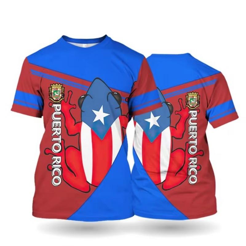 Πουέρτο Ρίκο Ανδρικό T-Shirt Κοντομάνικο T-Shirt Με Σχέδιο Σημαίας Εκτυπωμένο T-Shirt Oversized Ανδρικά Ρούχα Μπλούζες Με Στρογγυλή Λαιμόκοψη Εξωτερικού Χώρου Streetwear