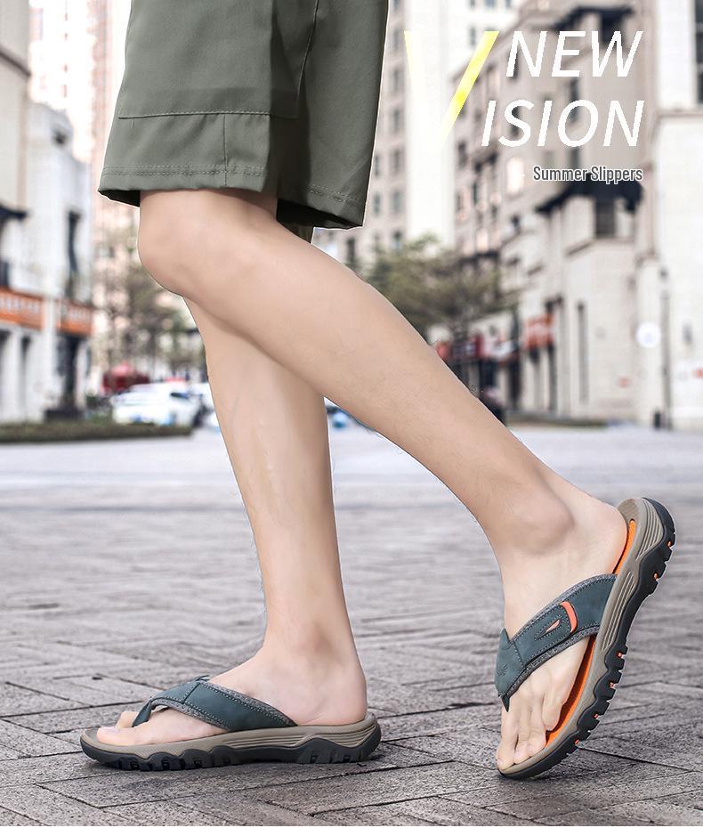 Infradito in Pelle da Uomo Taglia Larga: Sandali Estivi a Infradito Slip-On per Sport all'Aperto e Spiaggia